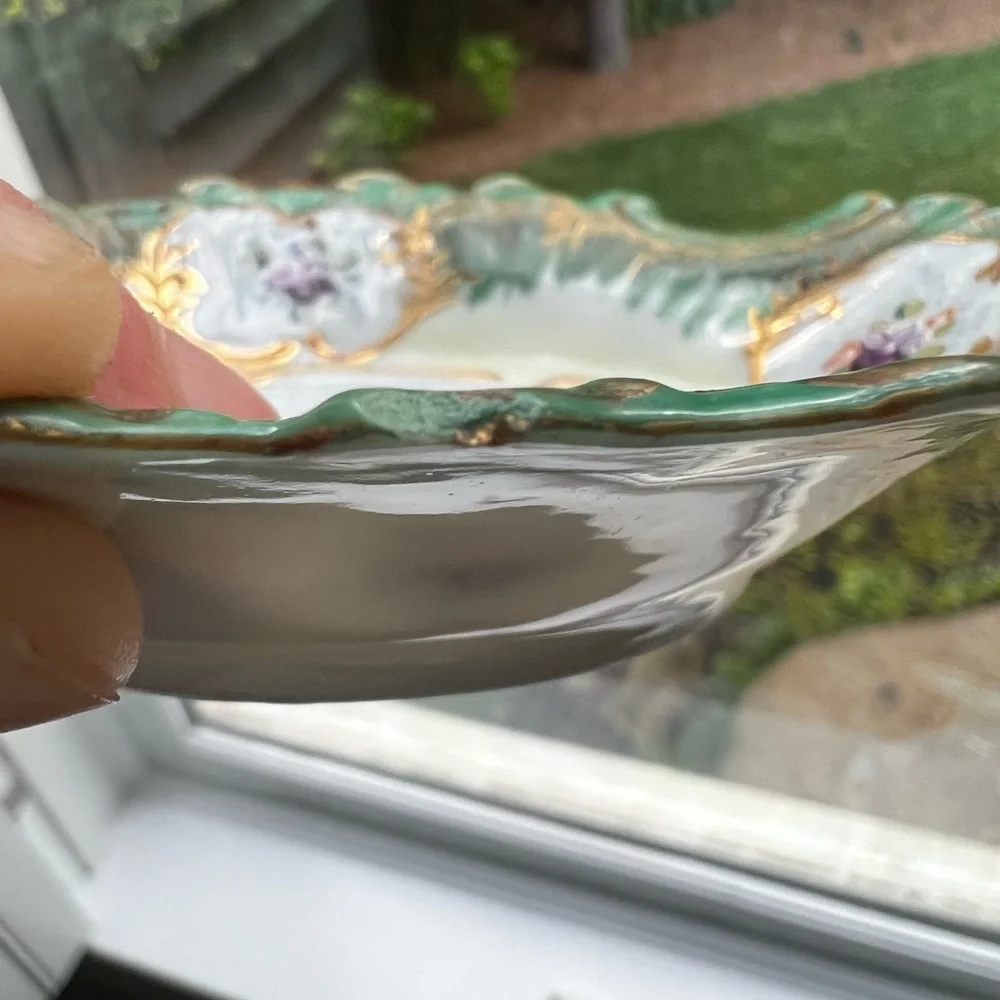 Vintage handpainted oval dish